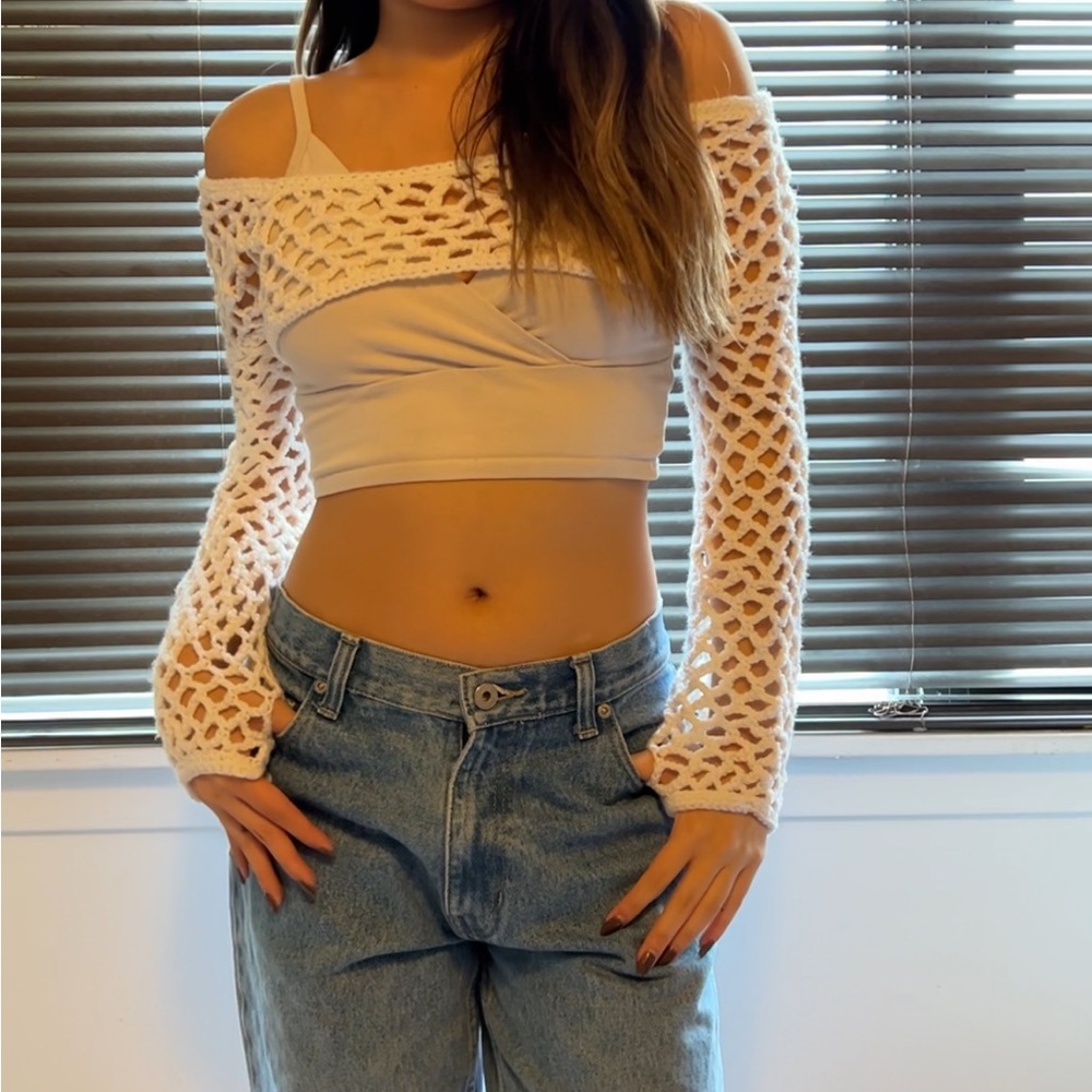 Handmade Crochet White Bolero Shrug Top